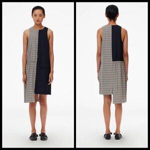 💕TIBI💕 Sana Check Colorblock Sleeveless Midi Dress Recycled Wool Blend Shift 6